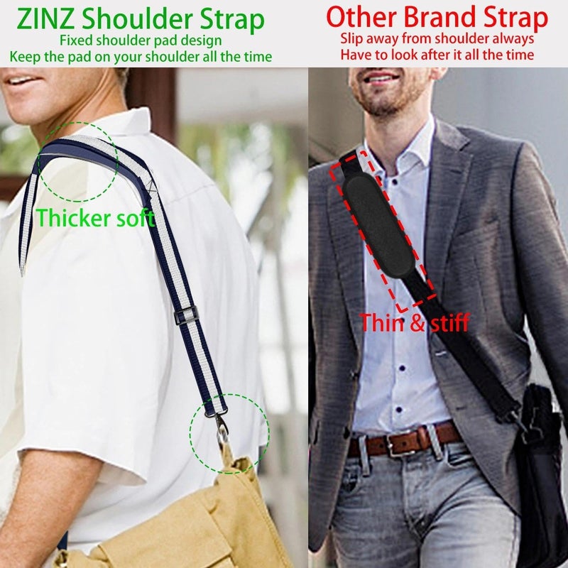 ZINZ Shoulder Strap 58" Ultra-Thick Fixed Padded and Adjustable Buckles Crossbody Strap for Briefcase Laptop Bag Luggage - Image 5